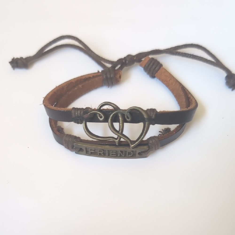 Brown Friendship Bracelet‎ with Heart Charm